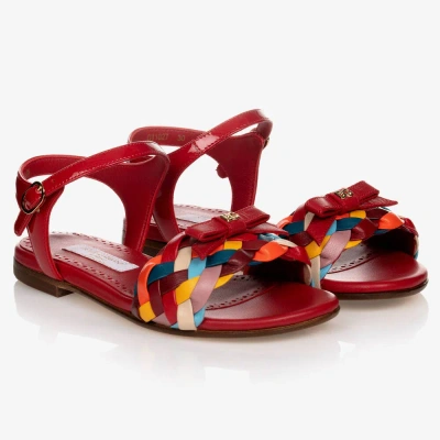 Dolce & Gabbana Kids' Girls Red Leather Sandals