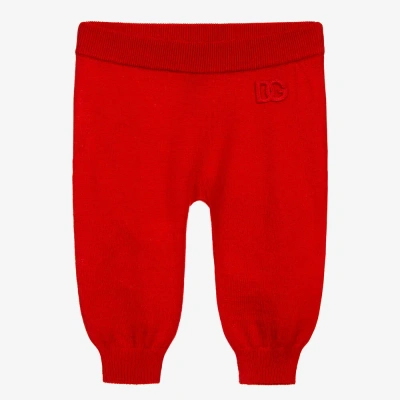 Dolce & Gabbana Girls Red Wool Baby Joggers