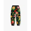 Dolce & Gabbana Flower-print Brand-design-plaque Cotton-blend Jogging Bottoms 6-12 Y In Rose Fdo.nero