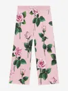 Dolce & Gabbana Cotton Rose Print Trousers In Pink