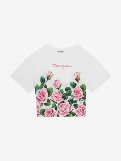 DOLCE & GABBANA DOLCE & GABBANA GIRLS ROSE PRINT T-SHIRT