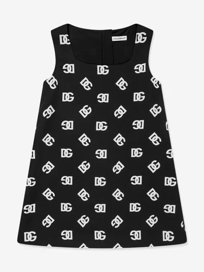 Dolce & Gabbana Kids' Girls Silk Monogram Dress In Black