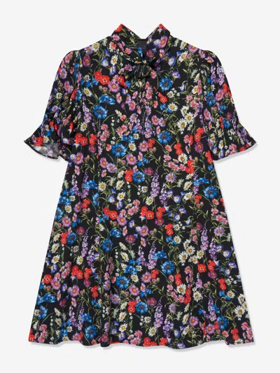 Dolce & Gabbana Kids' Girls Silk Wildflowers Dress In Black