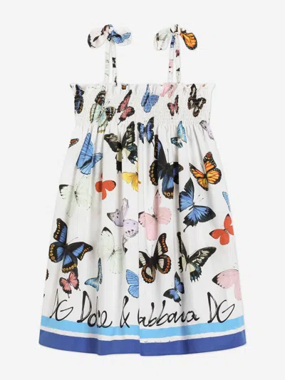 Dolce & Gabbana Kids' Girls Sleeveless Butterfly Dress In Green