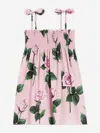 Dolce & Gabbana Girls Sleeveless Rose Print Dress In Multi