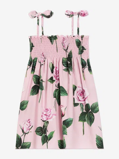 Dolce & Gabbana Kids' Girls Sleeveless Rose Print Dress In Multi