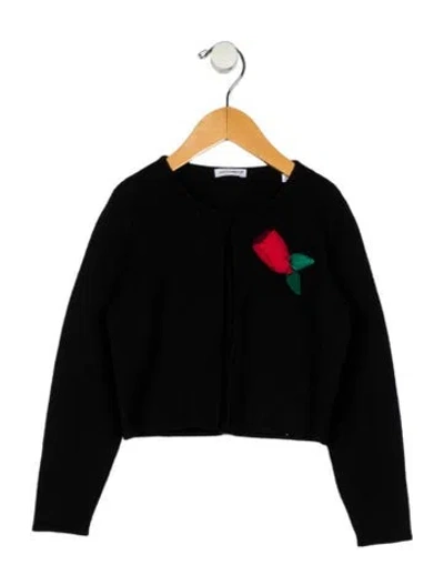 Pre-owned Dolce & Gabbana Babies' Girls' Solid Virgin Wool Knit Cardigan In Black