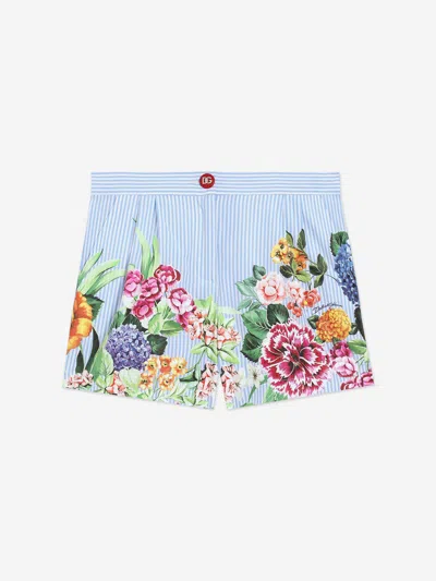 Dolce & Gabbana Girls Striped Floral Shorts In Multi