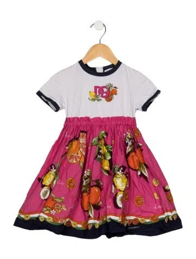 Pre-owned Dolce & Gabbana Babies' Girls' T Shirt Dress W/ Pleated Skirt In Pink