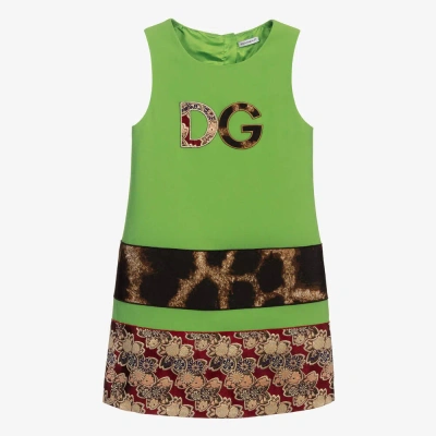 Dolce & Gabbana Girls Teen Green Logo Shift Dress