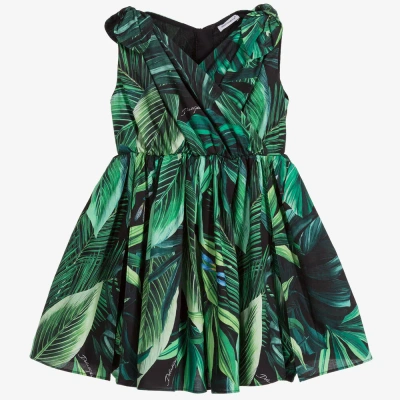 Dolce & Gabbana Girls Teen Green Palm Dress Set