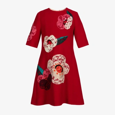 Dolce & Gabbana Girls Teen Red Crêpe Floral Dress