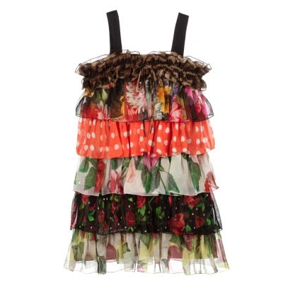 Dolce & Gabbana Girls Teen Red Silk Ruffle Dress