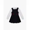 Dolce & Gabbana Logo-embroidered Long-sleeve Stretch-cotton  Dress 4-12+ Years Very Dark Blue 2 In Very Dark Blue 2