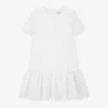 Dolce & Gabbana Girls White Cotton Broderie Anglaise Dress In White