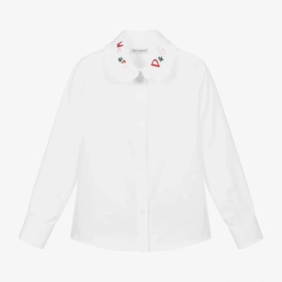 Dolce & Gabbana Babies' Girls White Cotton Logo Blouse