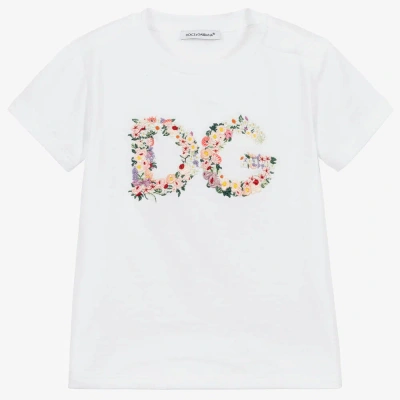 Dolce & Gabbana Babies' Girls White Floral Logo T-shirt