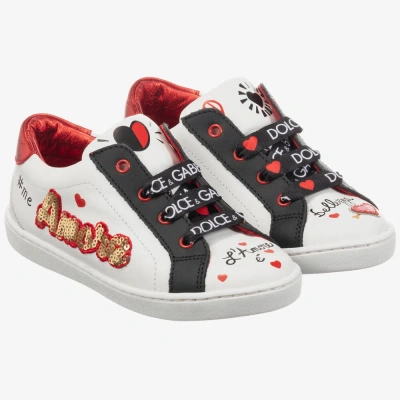 Dolce & Gabbana Kids' Girls White Leather Trainers