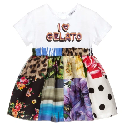 Dolce & Gabbana Girls White Patchwork Baby Dress Set