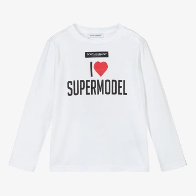 Dolce & Gabbana Babies' Girls White Supermodel Logo Top