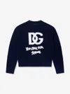 Dolce & Gabbana Girls Navy Blue Wool-knit Dg Sweater In Green