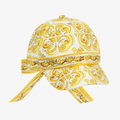 Dolce & Gabbana Kids' Girls Yellow Cotton Majolica Cap