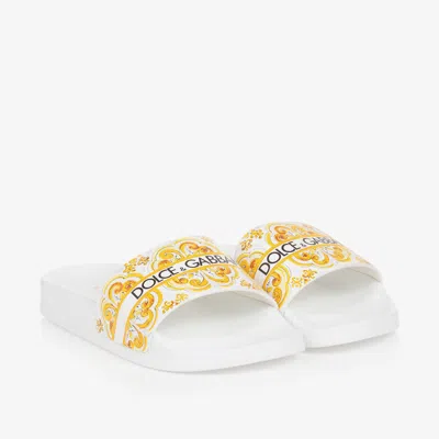 Dolce & Gabbana Kids' Girls Yellow Majolica Sliders