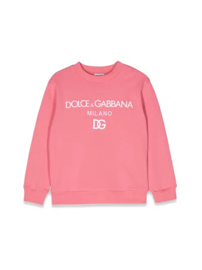 Dolce & Gabbana Kids' Girls Pink Embroidered Cotton Sweatshirt