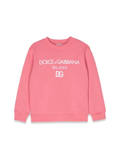 Dolce & Gabbana Girls Pink Embroidered Cotton Sweatshirt