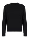 Dolce & Gabbana Men Black Sweater With Tonal Signature Logo In Silk Man In Black