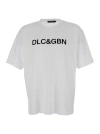 DOLCE & GABBANA WHITE CREWNECK T-SHIRT WITH CONTRASTING LOGO IN COTTON MAN