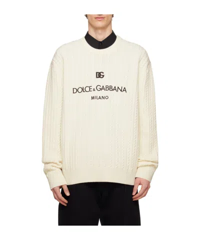 Dolce & Gabbana Girocollo Round Neck Sweater In White