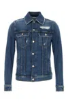 Dolce & Gabbana Blue Jacket With Classic Collar And Rips In Denim Stretch Man