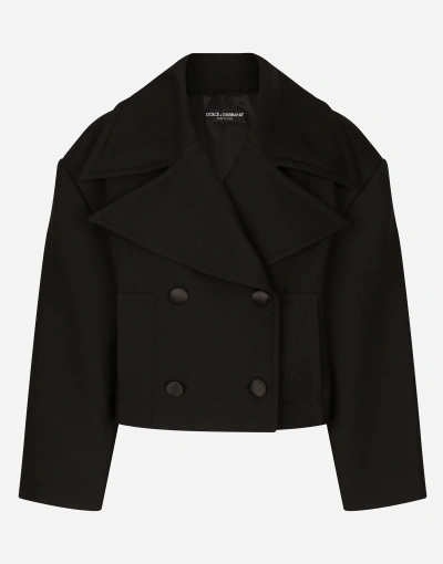 Dolce & Gabbana Double-breasted Cropped Jacket In Black