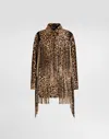 Dolce & Gabbana Giubbotto Stampa Leopardo Con Frange In Multi