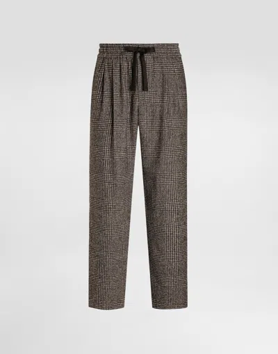 Dolce & Gabbana Glen Plaid Alpaca Blend Joggers In Gray
