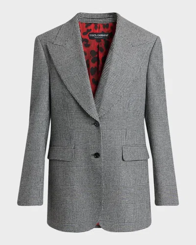 Dolce & Gabbana Glen Plaid Cashmere-wool Single-breasted Jacket In Fantasia