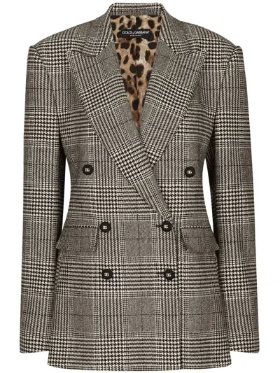 DOLCE & GABBANA GLEN-PLAID DOUBLE-BREASTED BLAZER