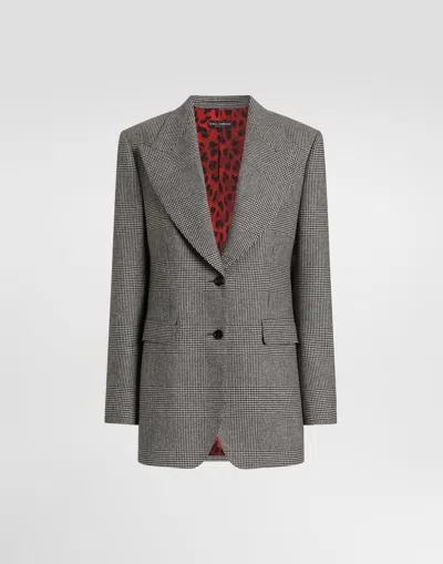 Dolce & Gabbana Glen Plaid Flannel Single-breasted Jacket In Multicolor