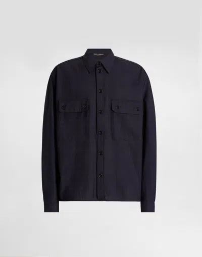 Dolce & Gabbana Glen Plaid Shirt In Black