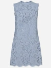 Dolce & Gabbana Light Blue Sleeveless A Line Dress In Floral Dg Lace Woman In Glicine Viola