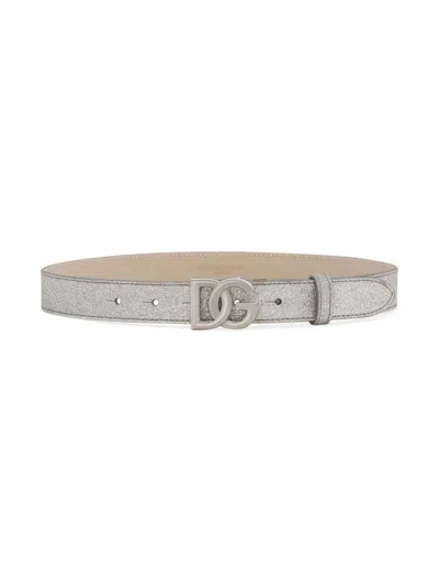 Dolce & Gabbana Kids' Glitter-detail Belt In Gray