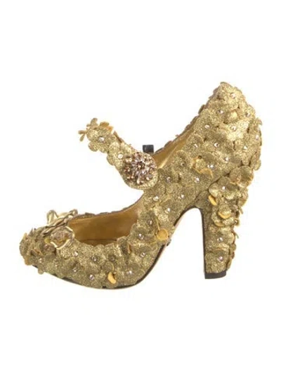 Pre-owned Dolce & Gabbana Glitter Glitter Accents Pumps In Gold