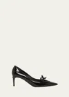 Dolce & Gabbana Glossy Leather Bow Stiletto Pumps In Nero