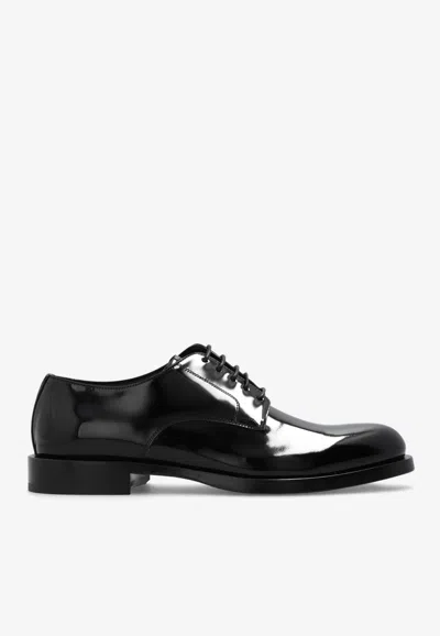 Dolce & Gabbana Glossy Leather Derby Shoes In Black