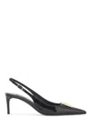 Dolce & Gabbana Black Leather Pointed Toe Slingback Heels