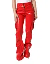 Dolce & Gabbana Glossy Polyester Cargo Boot Cut Cargo Pants In Red