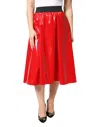 Dolce & Gabbana Glossy Red Polyester High Waist Midi Skirt In Red