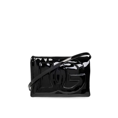 Dolce & Gabbana Glossy Shoulder Bag In Black