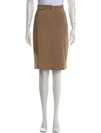 Pre-owned Dolce & Gabbana Goat Leather Midi Length Skirt In Neutral